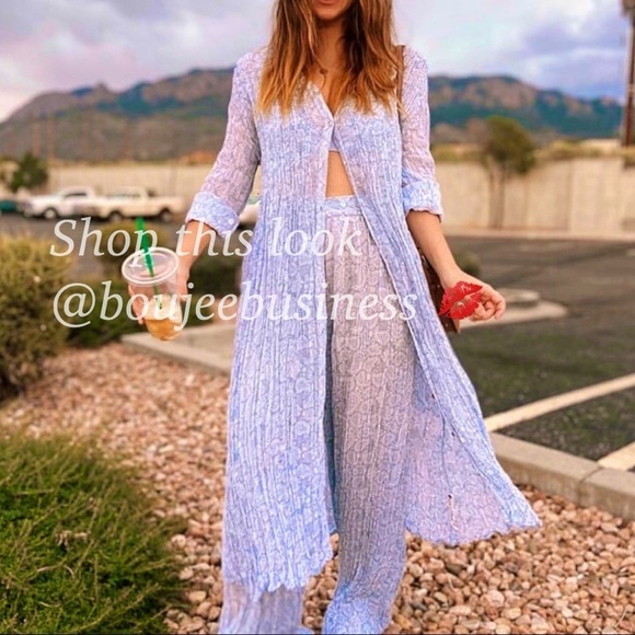 ZARA BNWT Wrinkled Effect Printed Dress + Pants 2pc Coord Set - Picture 6 of 10